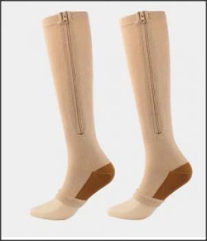 Kompressionsstrümpfe mit Reißverschluss 18-21 mmHg und offenen Zehenbereich 3 Paar